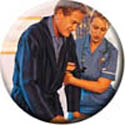 Image of woman helping man walk